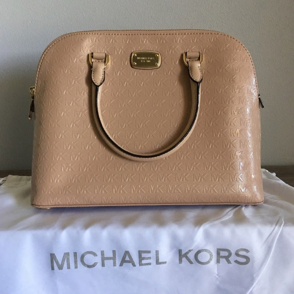 Michael Kors Beige Embossed Satchel